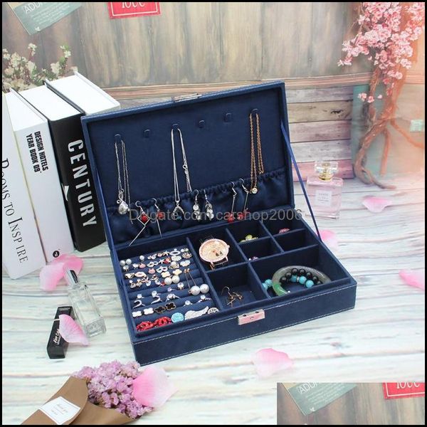 Aufbewahrungsboxen Mülleimer Neuer Modeladel -Schmuck -Schmuckbox aus Fashion Style Style für Mädchen Halskette Ringe usw. Make -up -Organisator Bo Carshop2006 DHMQV