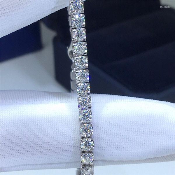 Bracelets prata 925 original redonda brilhante Teste de diamante de corte passada Total 5 D Color Moissanite Bracelet Gemstone Chain for Women