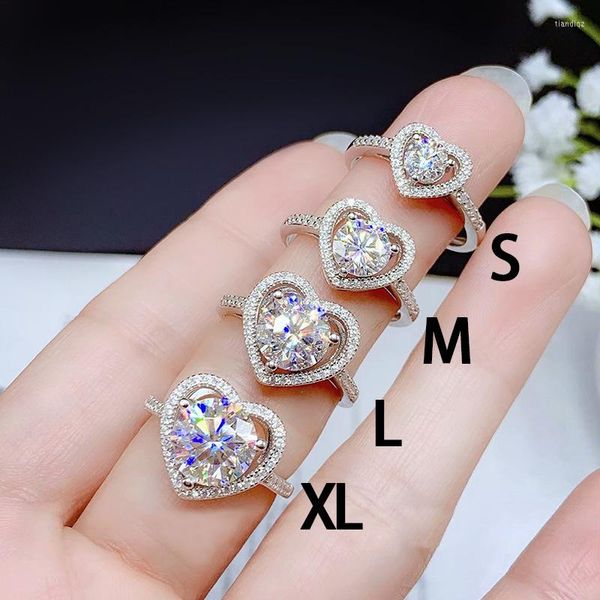Fedi nuziali Accessori per le mani A prima vista Micro-set Love Zircon Ring Moda Fidanzamento a forma di cuore Diamante Donna