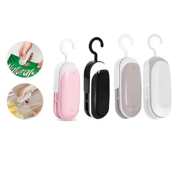 Ferramentas de cozinha Bolsa port￡til Sealador Pacote de pl￡stico Pacote de armazenamento clipe Mini M￡quina de veda￧￣o Seda de adesivo Handy para lanche cozinhas de lanche