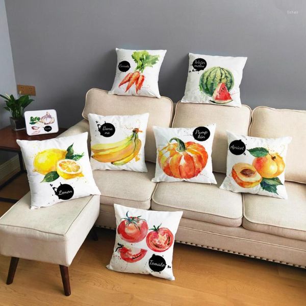 Frutas e vegetais de almofada de travesseiros para a capa da sala de jantar 45 45 cm de capas de luxuosas decoração de casas de banana Casas de banana