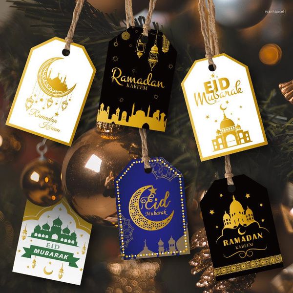 Decoração de festa 48/96pcs muçulmana Eid Mubarak Tag Ramadan Festival Garjas de bolsas de presente pendurar tags decoração estrela lua de suprimentos pequenos