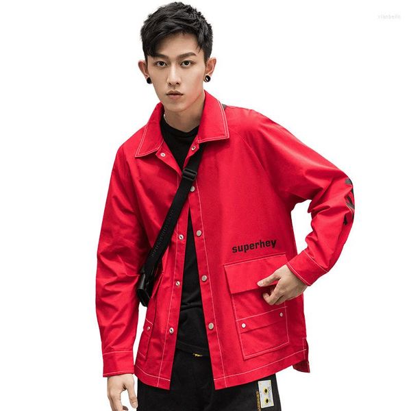 Jackets masculinos 2022 Jaqueta de tendência Homem Moda Casa de moda Autumn hip hop masculino de streetwear casual cor sólida vermelha amarela preta