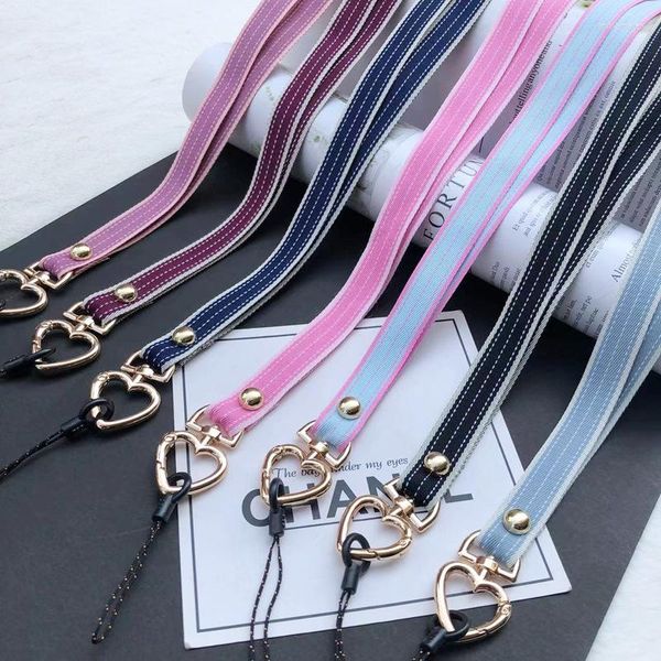 Keychains celular strap charme listrado adorável fivela de fivela anti-cadeia perdida corda pescoço para cartas de trabalho chaveiro