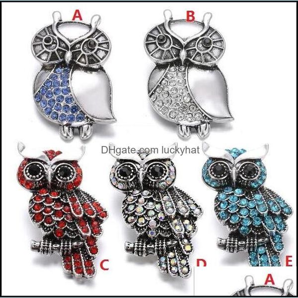 Gancos ganchos Noosa Snap Jewelry Owl Buttons de metal 18mm FIT SIERE CHEARTE CHEARTS DIY CARMAS DROW DELI DHSELLER2010 DHJYL