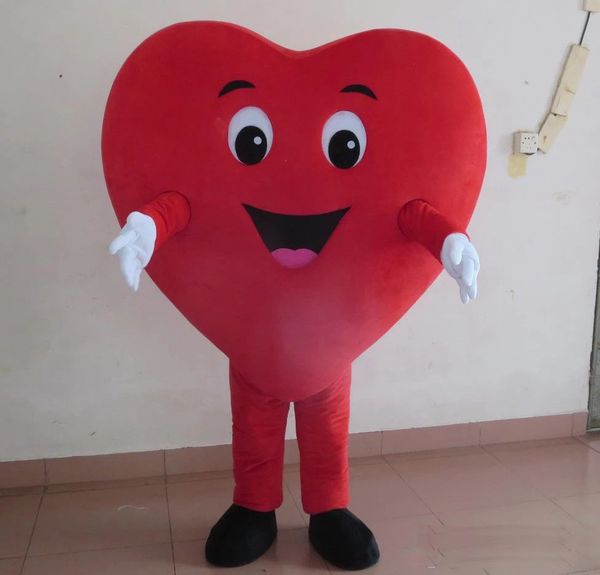 Costumi mascotte cuore rosso felice di alta qualità per adulti da indossare