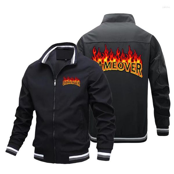 Мужские куртки мужская куртка Gameover логотип печати для печати Zip рубашка бейсбольная ветряная водонепроницаемая одежда повседневная модная марка w