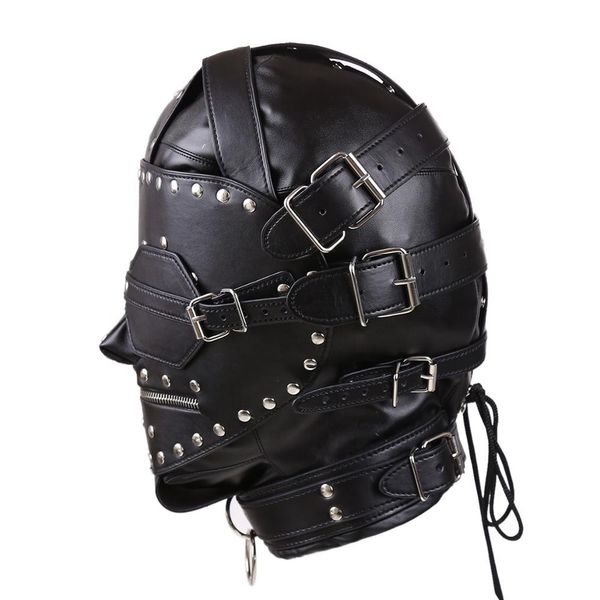 Itens de beleza bdsm bondage PU couro de capa completa capa escravo Eyepatch Head Harness Fetish Fetish Toys sexy para casais priva￧￣o