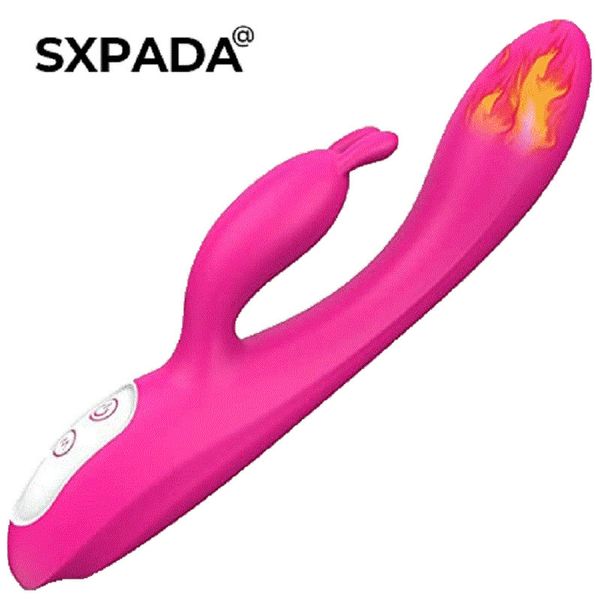 Itens de beleza g vibrador de coelho manto com função de aquecimento Rose Brinquedos sexy para clitóris 9 Vibrações poderosas estimulador motor duplo