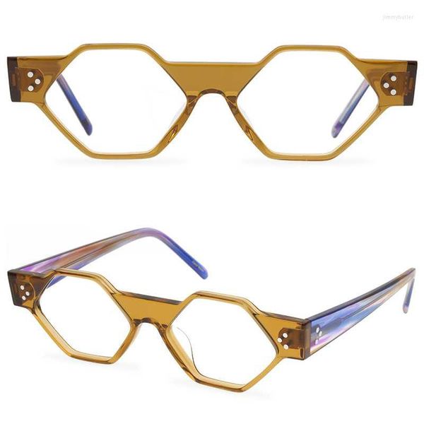 Sonnenbrillenrahmen Brillengestell für Damen Modische und interessante polygonale Designerbrille Hochwertige Acetat-Lunette