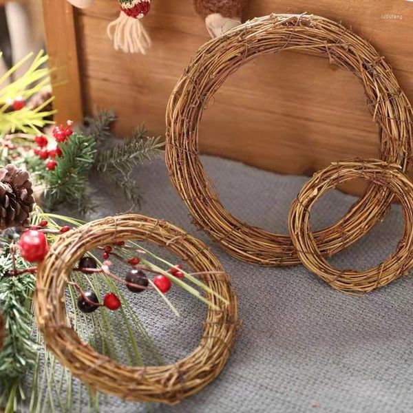 Flores decorativas decoração diy decoração de 6-50cm de rattan anel de papagaio de papagaio de madeira de floresta artificial jardim de flores secas Decoração de Natal Floral