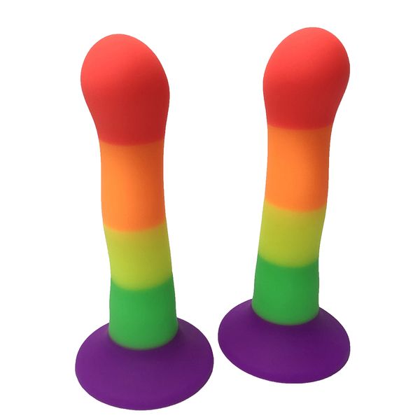 Beauty Items Regenbogen Realistischer Dildo, sexy Spielzeug für Frauen, schwules Spielzeug, lesbischer Buttplug, Masturbatoren, Strap-on-Penis, Erwachsene, 18 Jahre Shop