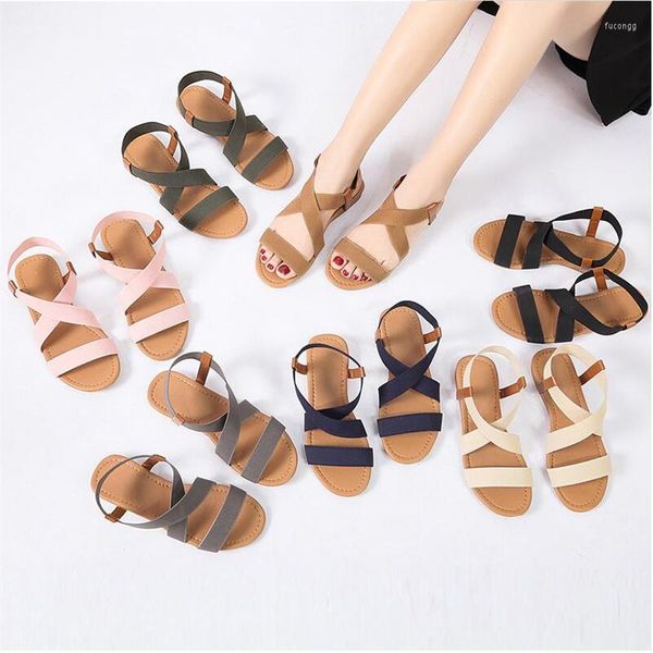 Sandalen Frauen Frühling Sommer Damen Schuhe Low Heel Anti-Skidding Beach Peep-Toe lässig Walking Flat Sandalias weiblich