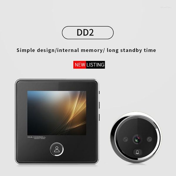 Campainhas de 3 polegadas LCD Screen Visualizador de porta eletrônica Bell Ir Night Câmera Po gravação Digital Smart Peephole Doorbell