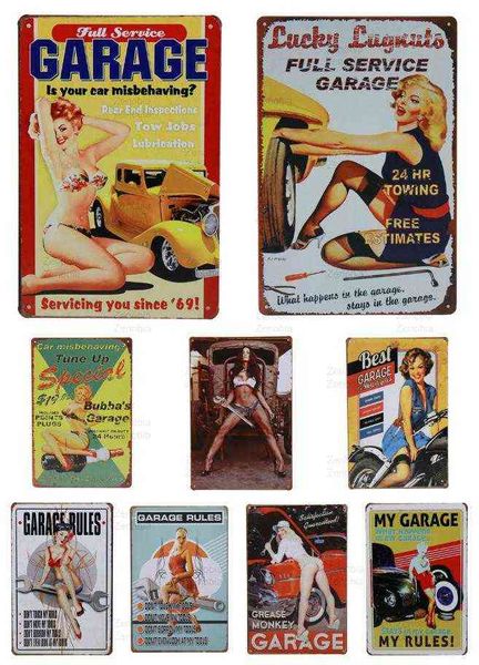 Metallmalerei Fett Vintage Metall Tim und Struppi Plakette Meine Garage Regeln Eisen Poster Malerei Blechschilder Wandkunst Dekoration Platte Wohnkultur T220829