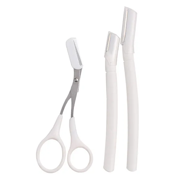 Moda 3pcs sobrancelha de sobrancelhas kit de sobrancelha atacado Scissors Scissors sobrancelhas seguras barbeador para iniciantes