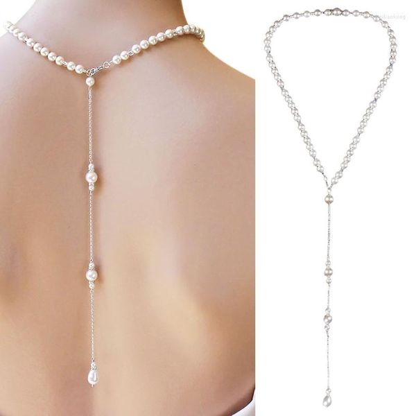 Anhänger Halsketten Perle Hintergrund Halskette Zurück Kette Sexy Quaste Lange Körper Schmuck Für Frauen Party Hochzeit Dekor