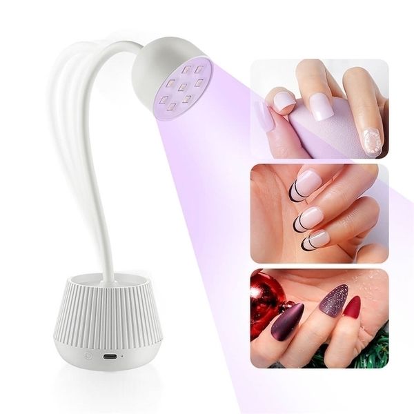 Asciuga unghie Mini Lampada LED Asciugatrice 24W Falsa manicure Colla per smalto Luce UV ad asciugatura rapida Tavolo pieghevole a 360° Design 220829
