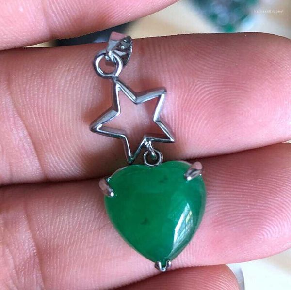 Colares pendentes chineses verde jade de amor de coração jóias jóias gull garotas Party Po