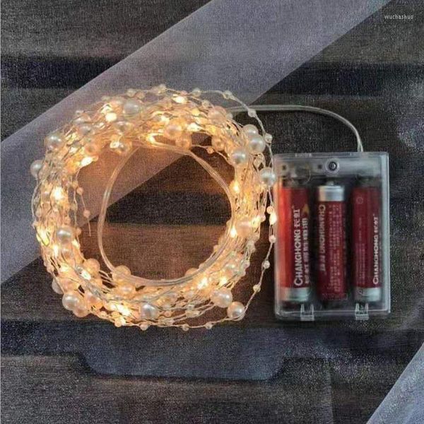 Stringhe LED Stringa di filo di rame Luci a batteria Perla Fata Illuminazione natalizia per decorazioni natalizie per feste a casa di nozze