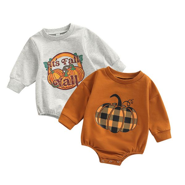 Ocas￵es especiais Halloween Baby Autumn Rompers Criandler Born Born Boys Girls Meninas Pumpkin Impress￣o de manga comprida Romper macac￣o Roupas de macac￵es 220830