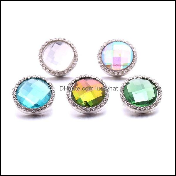 Gancos de fecos com fecho de shinestone deslumbrante Chunk 18mm Button Snap Zircon Charms redondos BK para snaps DIY Jewelry InClitings S DHSELLER2010 DH6ZM