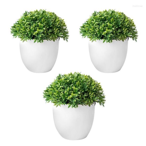 Flores decorativas 3 PCs Plantas artificiais Planta de simulação Bonsai Bamboo Grass Ornamentos em vasos falsos para a decoração de casa de jardim