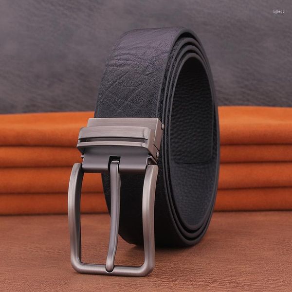 Cinture Cintura da uomo con fibbia ad ardiglione nera di alta qualità Moda Corsetto in pelle pieno fiore Casual Ceinture Homme Coffee