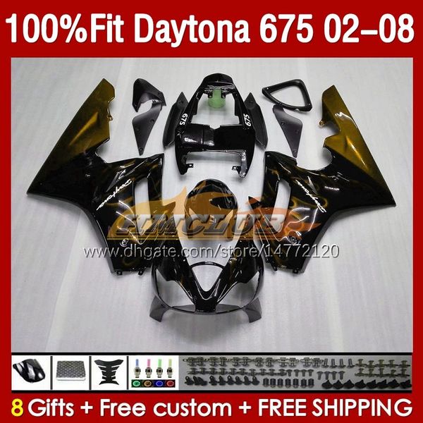 Daytona675 2002 2003 2004 2005 2006 2007 2008 gövdeyi 148no.68 Daytona 675 R CC 675R 02 03 04 05 06 07 08 675CC 02-08 Enjeksiyon Kaplama Kiti Altın Flames