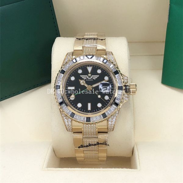 4 Style Two Tone Diamond Watches 40mm GMT 116758 SANR-74769Bril 116759 Oyster Black Dail Золотой браслет с автоматическим механизмом Механические мужские часы Мужские наручные часы