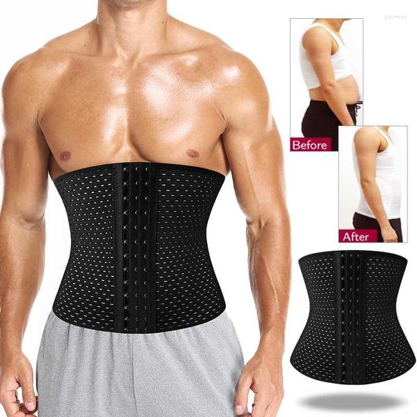 Erkekler Vücut Shapers Bel Trainer Erkekler Zayıflama Fitness Fitness Shaper Sıkıştırma Karın Göbek Karın Kontrolü Geri Destek Bandı Shapewear