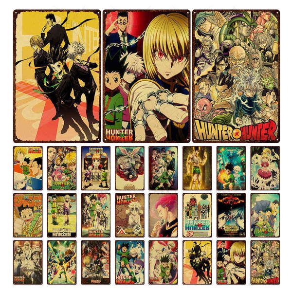 Pittura in metallo Hunter X Hunter Poster in metallo Pop ic Anime giapponesi Decorazioni per la casa Retro Shabby Targa in metallo Wall Art Vintage Bar Club Decorazione T220829