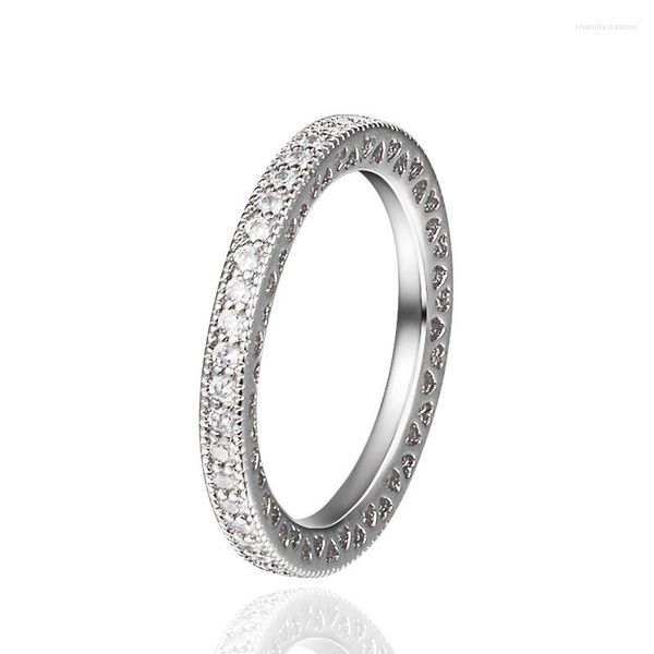 Cluster Rings Autentico 925 Sterling Silver Hearts Of Signature Per le donne Anello di fidanzamento di nozze Gioielli di moda Anillo Mujer Trinket