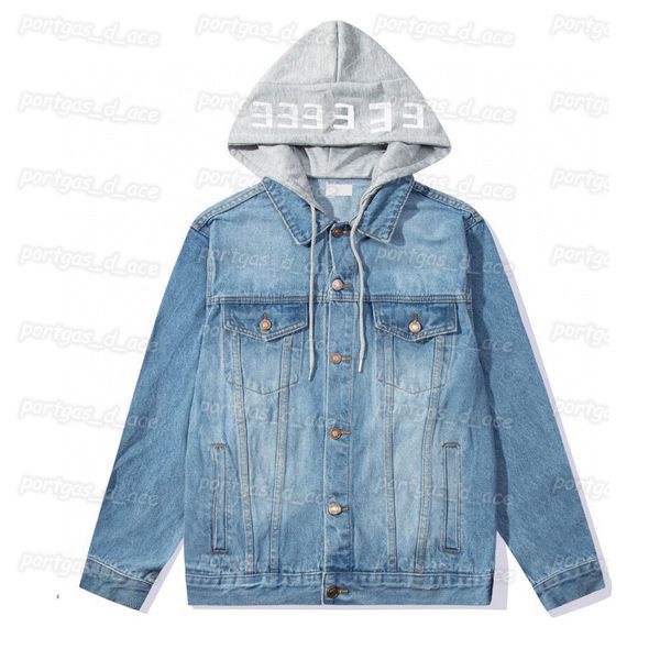 2023 moda denim ceket evrensel retro sahte iki uzun kollu ceket lüks trend tasarımı kapşonlu sokak hip hop tarzı ceket lüks erkek denim ceket