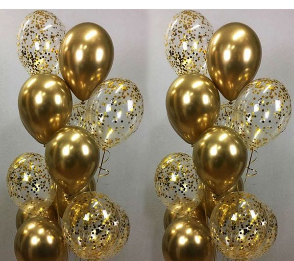 Decorações de Natal 15pcs Metal Chrome Gold Silver Balloons Confetti Conjunto Rose Party Birthday Wedding Year Decor Helium Globos 220829