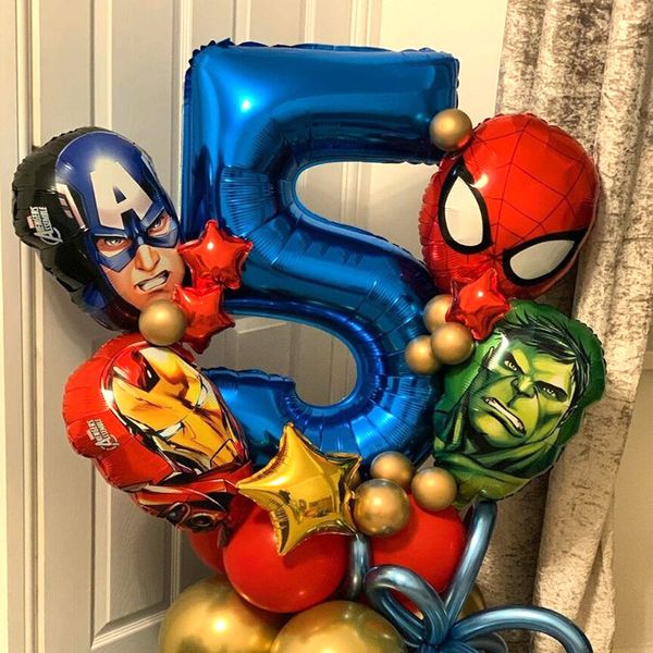 Рождественские украшения 5pcs Marvel Super Hero Balloon Aluminum Foil Balloons Детские вечеринка по случаю дня рождения детский душ Железный человек 220829