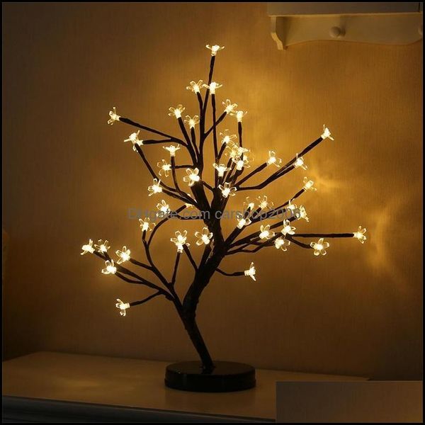 Decorazione per feste Led Batteria Plum Blossom Light Impermeabile 48 Head Night Lamp Romantic Bling Christmas Wedding Party Deco Carshop2006 Dhj8A