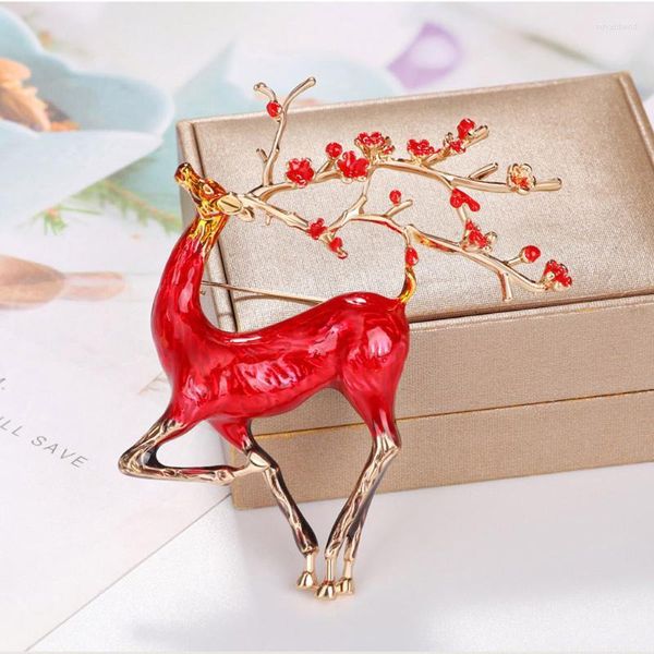 Broschen Kreative Weihnachten Emaille Rentier Sika Hirsch Brosche Niedliche Schöne Tier Abzeichen Pin Für Frauen Mode Schmuck Zubehör