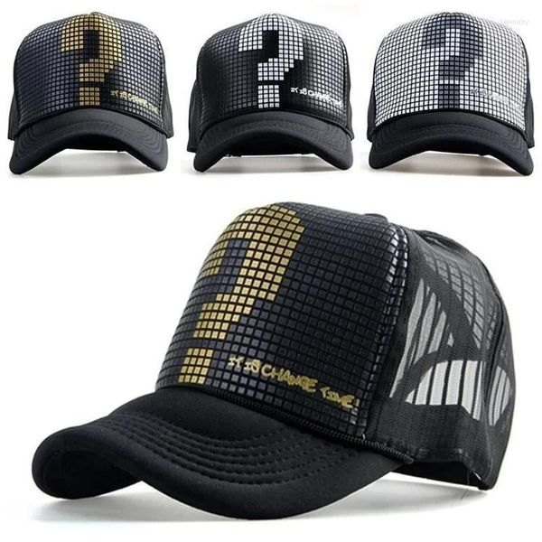 Ballkappen 2022 Sommer Mesh Baseball Cap Neuheit Fragezeichen Frauen Unisex Snapback Hip Hop Hut Cool Street Truck Driver Dad