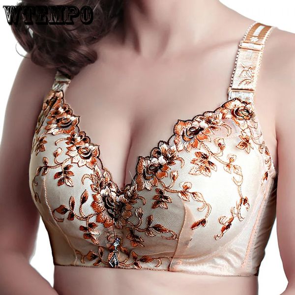 Bras Floral Sexy Push Up Bra для женщин плюс размер нижнее белье нижнее проволочное провод D Без Бралета Женщина 220902