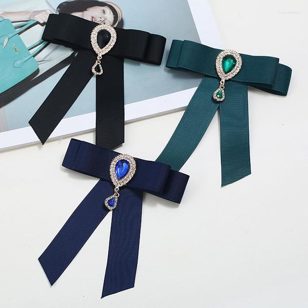 Броши зеленый синий черный бархатный хрустальная винтажная ткань Большой лук для женского галстука.
