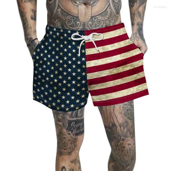 Shorts masculinos nadar masculino American Flag Printing Beach Swimming Turnks for Men Man Swimsuits Bottoms