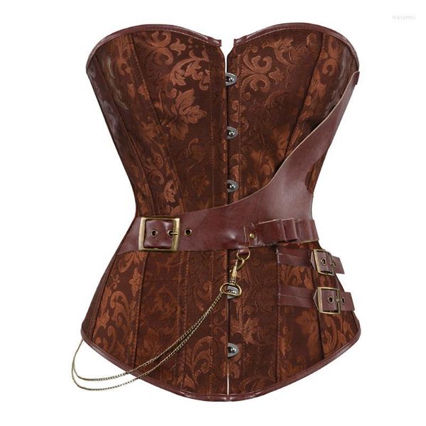 Bustini Corsetti Pirata per le donne Design della moda Allenatore in vita Broccato Corsetto gotico Bustier sexy Corsetto Steampunk in pelle vintage Plus