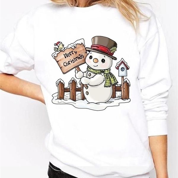 T-shirt da donna Pupazzo di neve invernale Cartoon Sweet Women Graphic SweaT Shirts Holiday Buon Natale Abbigliamento moda Casual Pullover con stampa femminile 220829