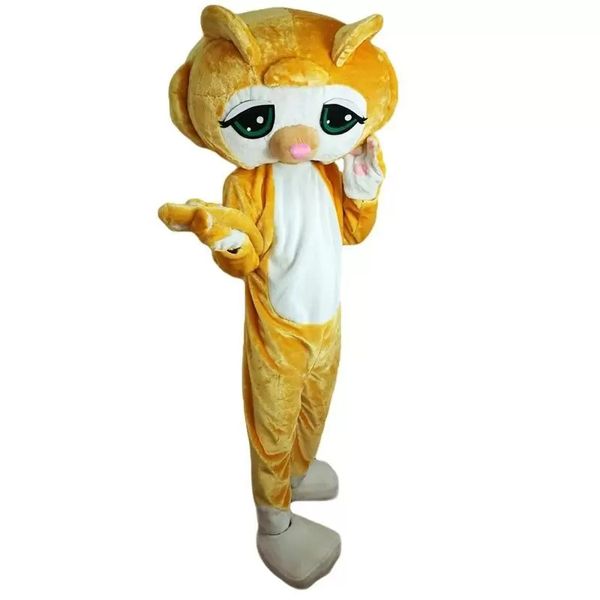 2022 Costume della mascotte del gatto giallo adorabile di Halloween Personaggio a tema anime del fumetto di alta qualità Formato adulto Natale Carnevale Festa di compleanno Vestito operato