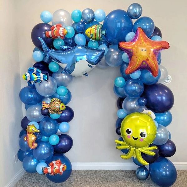 Decorazioni natalizie 101 pezzi set Cartoon squalo stelle marine polpo sotto animali marini palloncini Baby Shower festa di compleanno arco di nozze Decor 220829