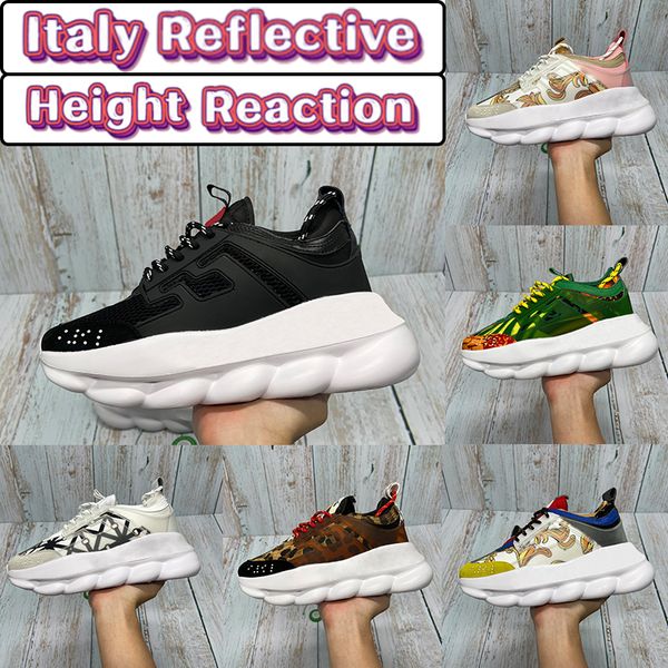 Italien Freizeitschuhe Reflektierende Höhe Reaktion Turnschuhe Dreifach Schwarz Weiß Dunkelgrün Gelb Gefleckt Mehrfarbig Wildleder Männer Frauen Designer Schuh