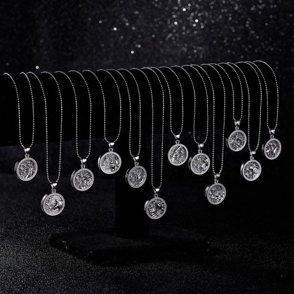 Mode Charme Silber Farbe 12 Konstellation Anhänger Halskette Widder Leo Stern Sternzeichen Halsketten für Frauen Persönlichkeit Jeweley