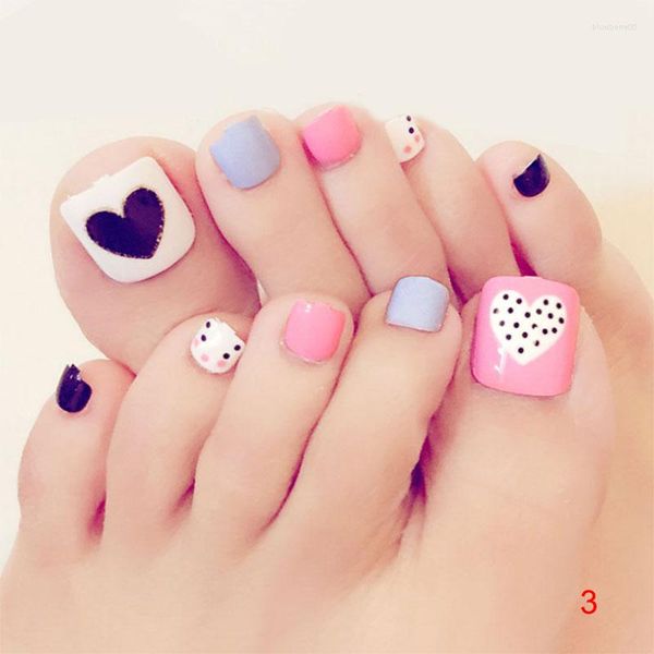 Falsche Nägel 24 Teile/satz 3D Toe Fake Mit Kleber Fuß Volle Zehen Nail art Tipps Lady Girl MH88