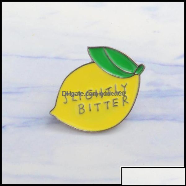 Pins Broschen Pins Broschen Schmuck Zitrone „Slighty Bitter“ Besondere süße Cartoon gelbe Emaille Brosche kreative Revers Denim Abzeichen G Ot4Kz